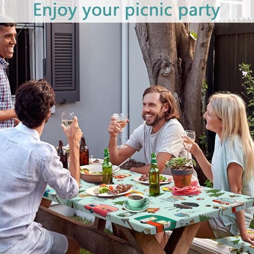 Camping Picnic Table Cover with Bench Covers and Bag, Camping Essentials, Waterproof Windproof Fabric, Fitted Tablecloth Cover with Elastic Edge, for Indoor & Outdoor, Garden, 3 PCS, 30x96 Inch - Image 4