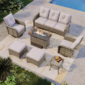 Aoxun 7-Piece Wicker Rattan Patio Furniture Set with 44" Fire Pit Table by Aoxun