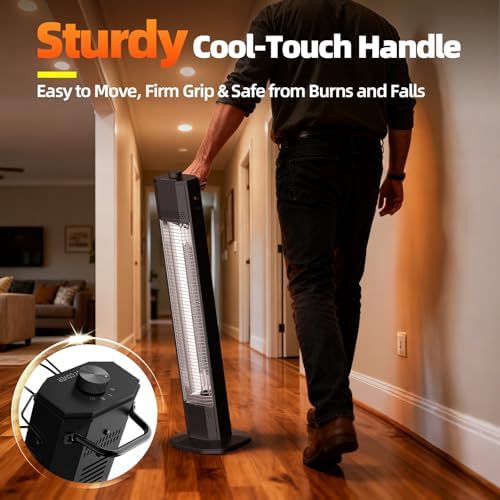 Outdoor Electric Patio Heater, Haimmy 34- inch Outdoor Electric Patio Heater, 1500W Instant Heating, 3 Heat Levels, Tip-Over & Overheat Protection, IPX5 Waterproof Tower Space Heater - Image 7