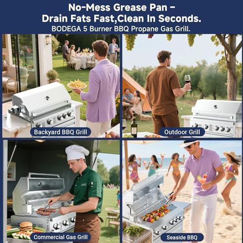 BODEGA Stainless Steel Outdoor Kitchen Propane Gas Grill and Outdoor Kitchen Cabinets for BBQ with 2 Drawers and Propane Tank Storage,Thermometer & Rotisserie Chicken Fork Kit, Seaside BBQ, Camping. - Image 6