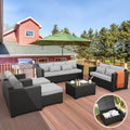 Rattaner Patio Furniture Sets 7 Pieces Outdoor Furniture Sectional Patio Couches Set with Storage Table Light Grey Cushions by Rattaner