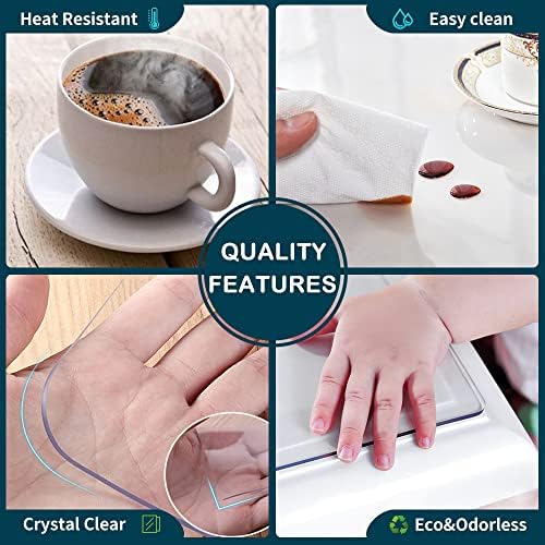 Wadrac Multisize Plastic Clear Table Cover Protector-1.5mm Thick 34x54 inch Rectangular Clear Chair Mat Non-Slip for Hardwood Floor for Home/Office Work Desk Art Table Kitchen Counter Wooden Furniture - Image 5