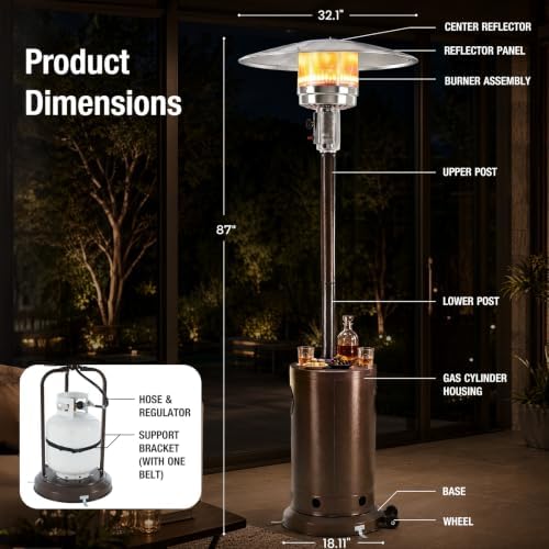 Sweetcrispy 48,000 BTU Patio Heaters for Outdoor Use with Wheels - Image 2