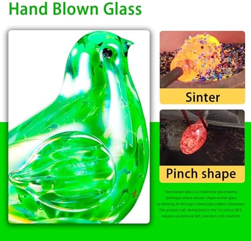 Decorative Solar Lights, Outdoor Solar Bird Stake Lights, Hand Blown Glass Decorative Garden Pathway Lights Outdoor Waterproof Glass Stakes (Green) - Image 7
