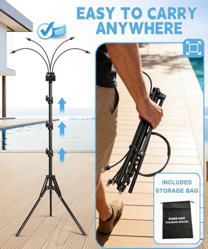 Patio Misters for Cooling Outdoor- Portable Adjustable 5.3FT Standing Mister for Outside Patio Cooling, Leak-Proof Adjustable Mist for Backyard, Deck, Garden & Sunbathing - Image 2