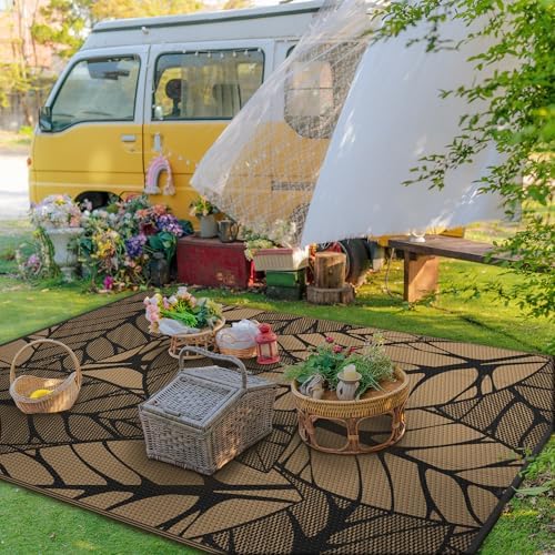 GENIMO Outdoor Rug, Waterproof Plastic Rugs for Patio, 6'x9' Onyx Brown - Image 3