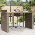 Grey Garden Bar Table with Acacia Wood Top, 72.8 Inch Long Outdoor Dining Table, Weatherproof UV-Resistant Rattan and Steel Frame for Patio Balcony by Unknown