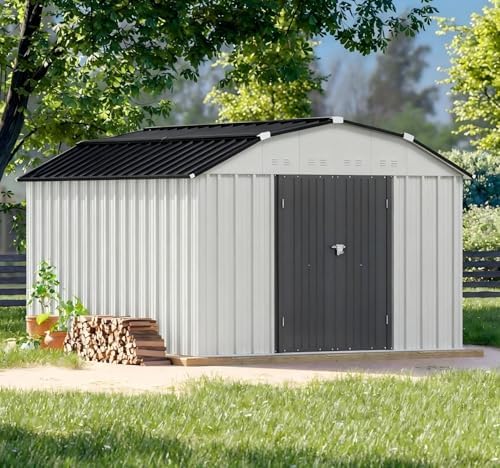 Patiowell 10x12 FT Barn Style Metal Storage Shed by Patiowell
