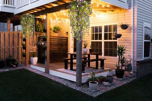 RECUTMS Artificial Hanging Plants Fake Hanging Plant Faux Hanging Plants UV Resistant Plastic Plants for Indoor Outdoor Room Wall Wedding Patio Porch Decor(Purple) - Image 3