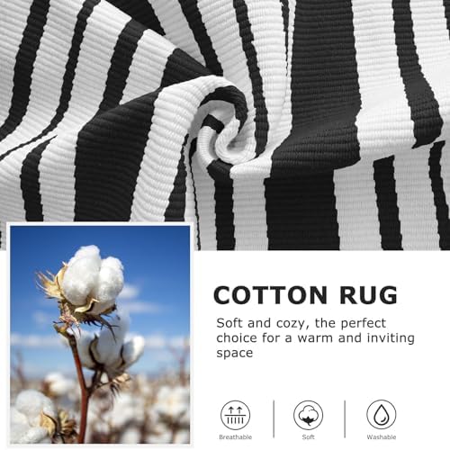 IOHOUZE 2x3 Striped Outdoor Door Mat, Washable Porch Rug, Black White - Image 6