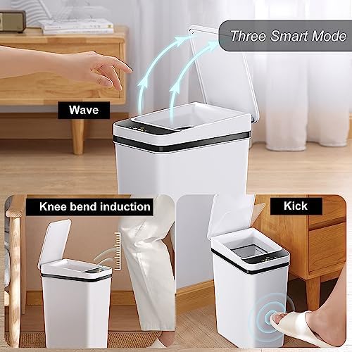 2 PACK - Slim Touchless Bathroom Trash Can - Smart Trash Can Motion Sensor - Image 2