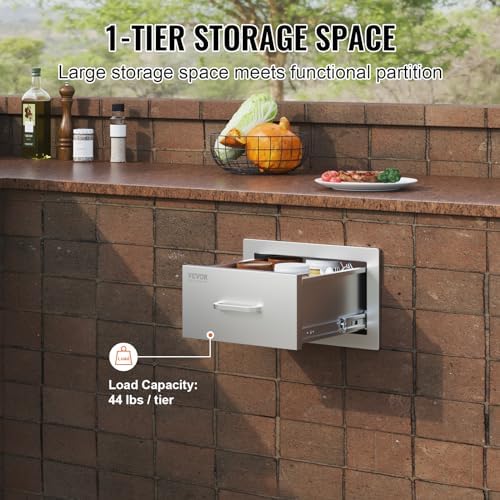 VEVOR Outdoor Kitchen Drawers 14"W x 8.5"H x 23"D Stainless Steel - Image 5
