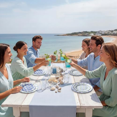 Pickmesh 100 Pcs Blue Coastal Round Paper Plates - Image 5