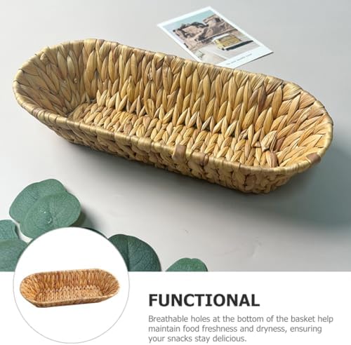 Woven Snack Storage Basket with Iron and Hyacinth Grass Organizer - Image 4
