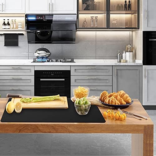 Ewen 31.6"x23.5" Large Silicone Kitchen Counter Mat, 2mm Thick Heat Resistant Silicone Countertop Protector Mat Cover for Baking Air Fryer Toaster Oven Microwave Coffee Maker Cutting Board Drill Black - Image 2