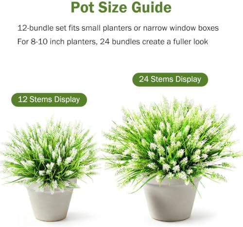 24 Bundles Faux Outdoor Plants, UV Resistant Artificial Fake Lavender Flowers with Monkey Grass for Outdoors, Realistic Faux Lavender Greenery Shrubs for Porch Yard Garden Window Box Home Decor - Image 2