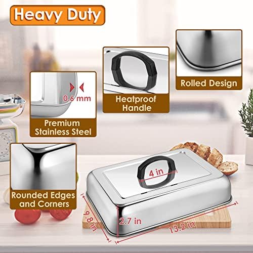Leonyo 13x9IN Large Stainless Steel Griddle Basting Cover Dome, 2 Pack - Image 2