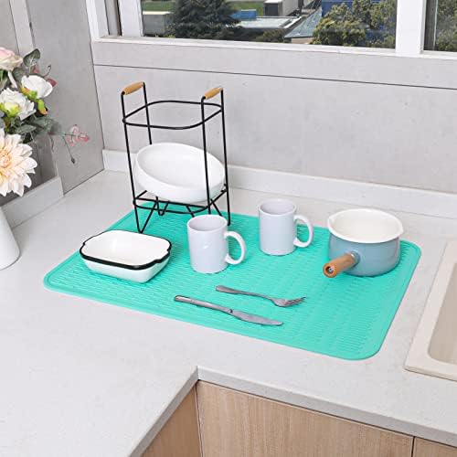 MicoYang Silicone Dish Drying Mat for Multiple Usage,Easy clean,Eco-friendly,Heat-resistant Silicone Mat for Kitchen Counter or Sink,Refrigerator or Drawer Liner Mint 3XL 28 inches x 18 inches - Image 6