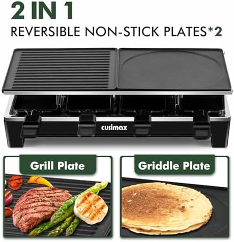 Electric Grill, CUSIMAX Indoor Grill 1500W Raclette Table Grill, Black - Image 2
