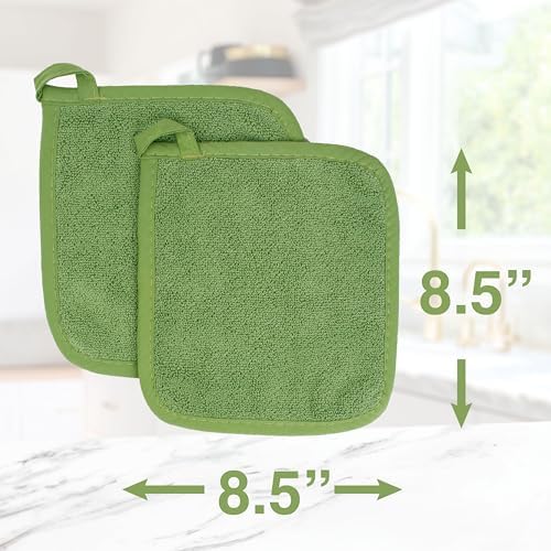 RITZ Terry Potholder & Hot Pad: Unparalleled Heat Resistant, Durable 100% Cotton – Ergonomically Designed for Optimal Grip – Easy-Care Machine Washable – 4-Pack, Cactus Green - Image 7