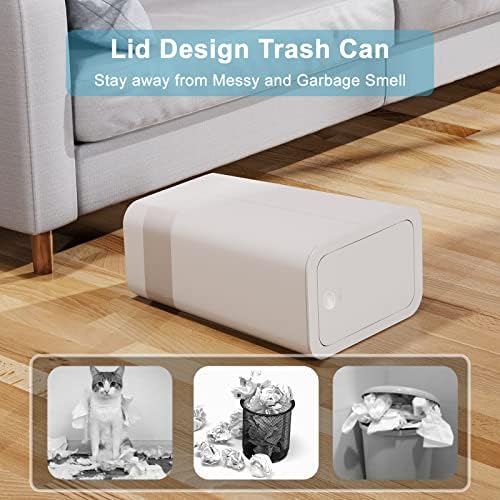 N. NETDOT 3 Pack (2 of 4 Gal & 1 of 2.6 Gal) Small Trash Can with Lid,Bathroom Garbage Can with Pop-Up Lid,Waste Basket for Bathroom,Kitchen,Bedroom,Powder Room,Craft Room,Office,College (Off White) - Image 3
