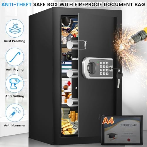23.6" Tall Large Home Safe, 4.6 Cuft Safe Box with Fireproof Waterproof Bag - Image 3