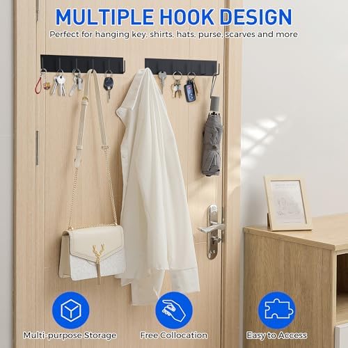 Magnetic Key Holder Wall Mount, Magnetic Key Rack Hanger With 6 Hooks For Metal Front Door, Magnetic Utensil Holder For Fridge, Strong Magnet Hanger Hook For Hanging Purse Kitchen Grill Tools Coat - Image 2