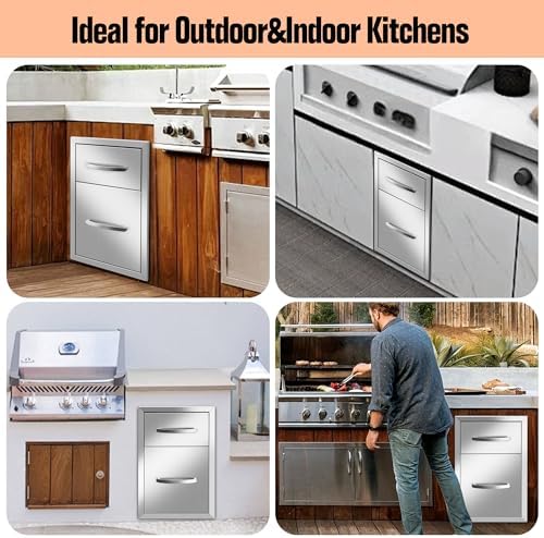 Outdoor Kitchen Double Drawers 13W x 20H x 21D Inch, Flush Mount Access BBQ Island Drawers for Outdoor Kitchens or Patio Grill Station - Image 6