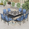 HERA'S HOUSE 9pc Outdoor Patio Dining Set for 8, Textilene Chairs, Blue by HERASHOUSE