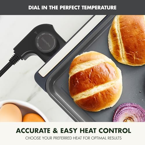 GreenPan Advanced 10.5”x 20” Electric Griddle with Warming Drawer, Ceramic Nonstick PFAS-Free Coating, Temperature Control, Easy and Versatile Countertop Meals, Dishwasher Safe, Graphite - Image 7