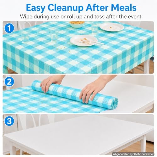 C CRYSTAL LEMON Disposable Plastic Tablecloths, 4 Pack, 54 x 108, Turquoise - Image 5
