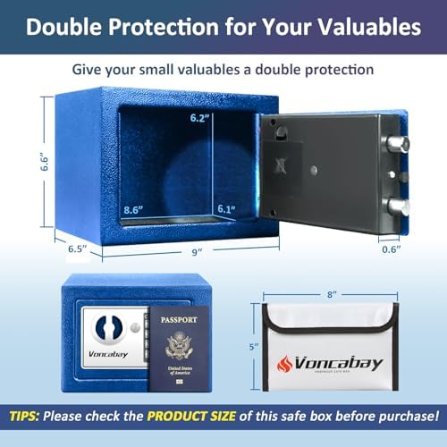 Voncabay Money Safe Box for Home with Digital Keypad, 0.23 Cu. Ft., Blue - Image 2