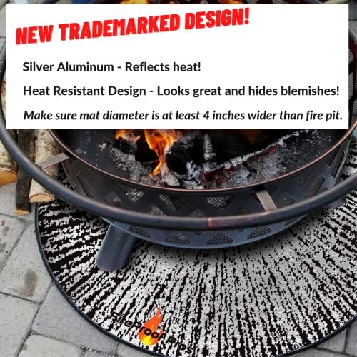 40 Inch Inferno Black Pattern Fire Pit mat. Decorative Heat and Ember Resistant Splatter Pattern Color Design. Fireproof mat for Protecting Wood Deck, Concrete, trex, Vinyl, and Grass. - Image 5