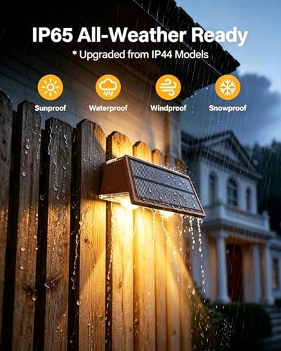 Solar Fence Lights Outdoor, 2 Pack Fence Solar Lights Waterproof - Image 4