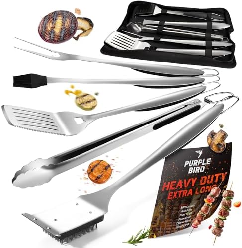 PURPLEBIRD Grill Set for Outdoor Grill 6 pcs, Heavy Duty Grilling Tools Set by PURPLEBIRD