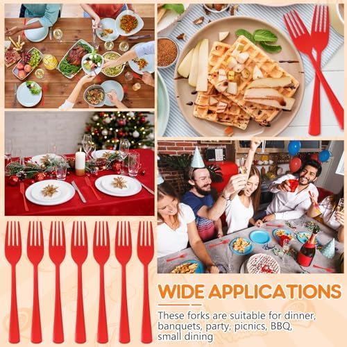 60 Pcs Red Disposable Plastic Forks Cutlery Heavy Duty Dinnerware Plastic Silverware Flatware for Home Office School Party Picnics Restaurant Outdoor Events or Every Day Use (Red) - Image 7