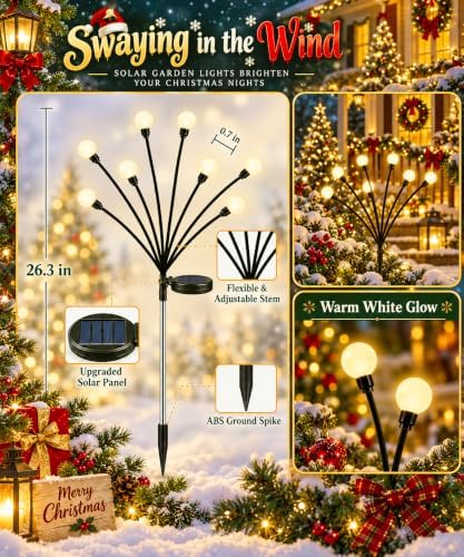 OZS 8 Pack 64 LED Solar Garden Lights, Solar Firefly Lights Outdoor - Image 5