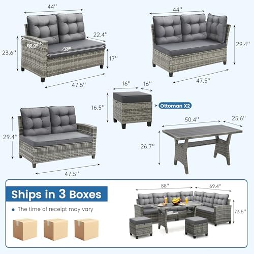 KROFEM 6 Piece Patio Furniture Set, Dining and Conversation Set - Image 4