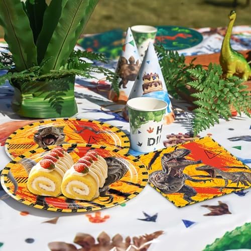 40Pcs Dinosaur Birthday Party Decorations Dino World Dinosaur Plates and Napkins for Boys Dinosaur Birthday Baby Shower Birthday, Suitable for 20 Guests - Image 5