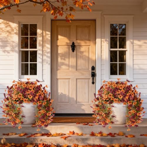 ZFProcess Artificial mums for Outdoors,2PCS Silk Fake Daisy - Image 4