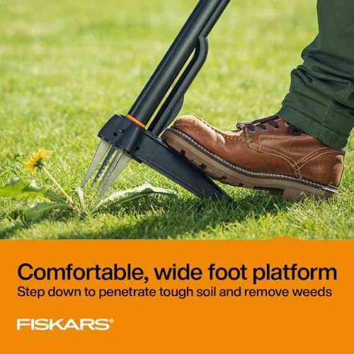 Fiskars Deluxe Stand-Up Weed Puller Tool, 4 Serrated Stainless Steel Claws - Image 5