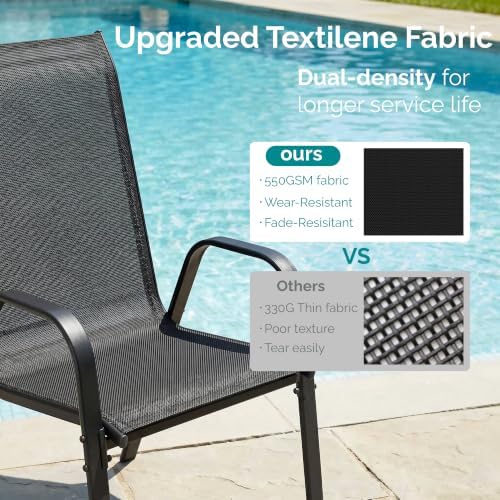 MAMIZO 7 Pieces Patio Dining Set for 6, Glass Table and Textilene Chairs - Image 3