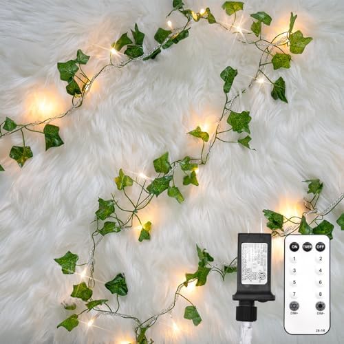 suddus 33FT 100 LED Ivy Vine with Fairy Lights Plug in Clear Wire by SUDDUS