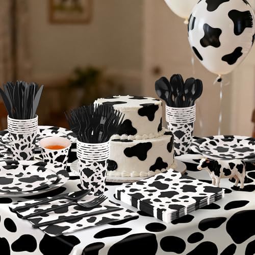 Kochorie 169 Pieces Cow Print Party Supplies Farm Animal Tableware Set - Image 5