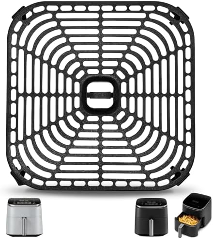Air Fryer Grill Pan for COSORI Air Fryer TurboBlaze 6 QT, Non-Stick 8.9’’*8.9’’Square Air Fryer Rack Replacement Parts Accessories Grill Plate Crisper Plate Tray with Rubber Bumpers, Dishwasher Safe by ZuKaYeHome