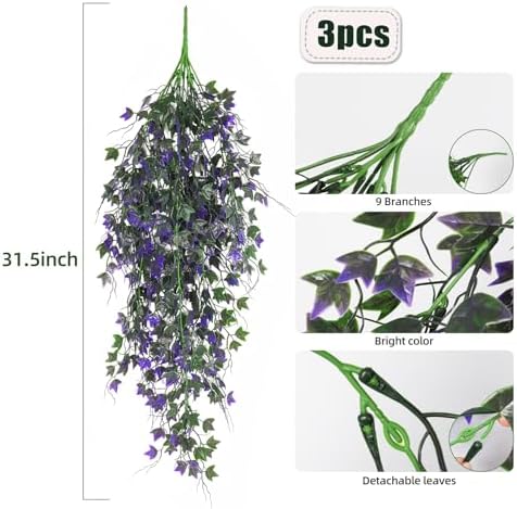 RECUTMS Artificial Ivy Vine Fake Hanging Plants Plastic Trailing Greenery - Image 2
