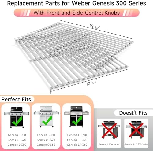 2pcs Stainless Steel Cooking Grill Grates for Weber, 19.5'' x 25.5'' - Image 3
