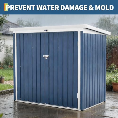 Outdoor Trash Can Storage Box with Lock Latch & Sloped Roof, Outdoor Storage Shed with Galvanized Steel Trash Bin Enclosure for Backyard, Patio & Garden Tool Organization (69.29” x 39.37” x 54.72”) - Image 6