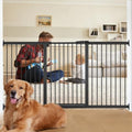 Extra Wide Dog Gate for Doorways Hallways 71.2"-76.7", 30 in Tall Baby Gates with Door No Drill, Auto Close Child Safety Gate for Pet Kid Doggie Cat Proof, Large Long Dog Barrier Indoor House, Black by Unknown