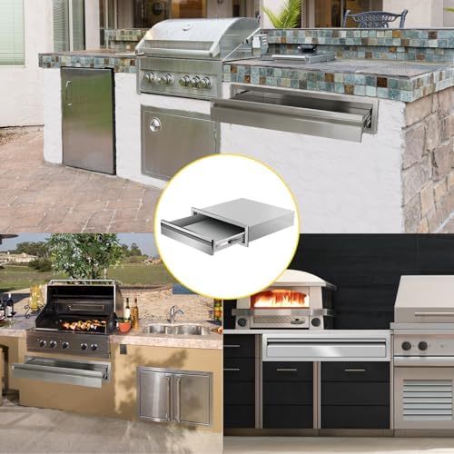 Outdoor Kitchen Drawers 24" W x 6.5"H x 23"D Single BBQ Drawers Stainless Steel Built-in Drawer for Outdoor Kitchen Island, Patio Grill Station - Image 6